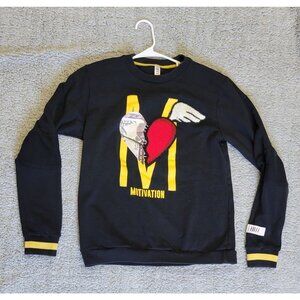 Fifth Loop Men's Size Medium Black Yellow Motivation Heart Money Sweater